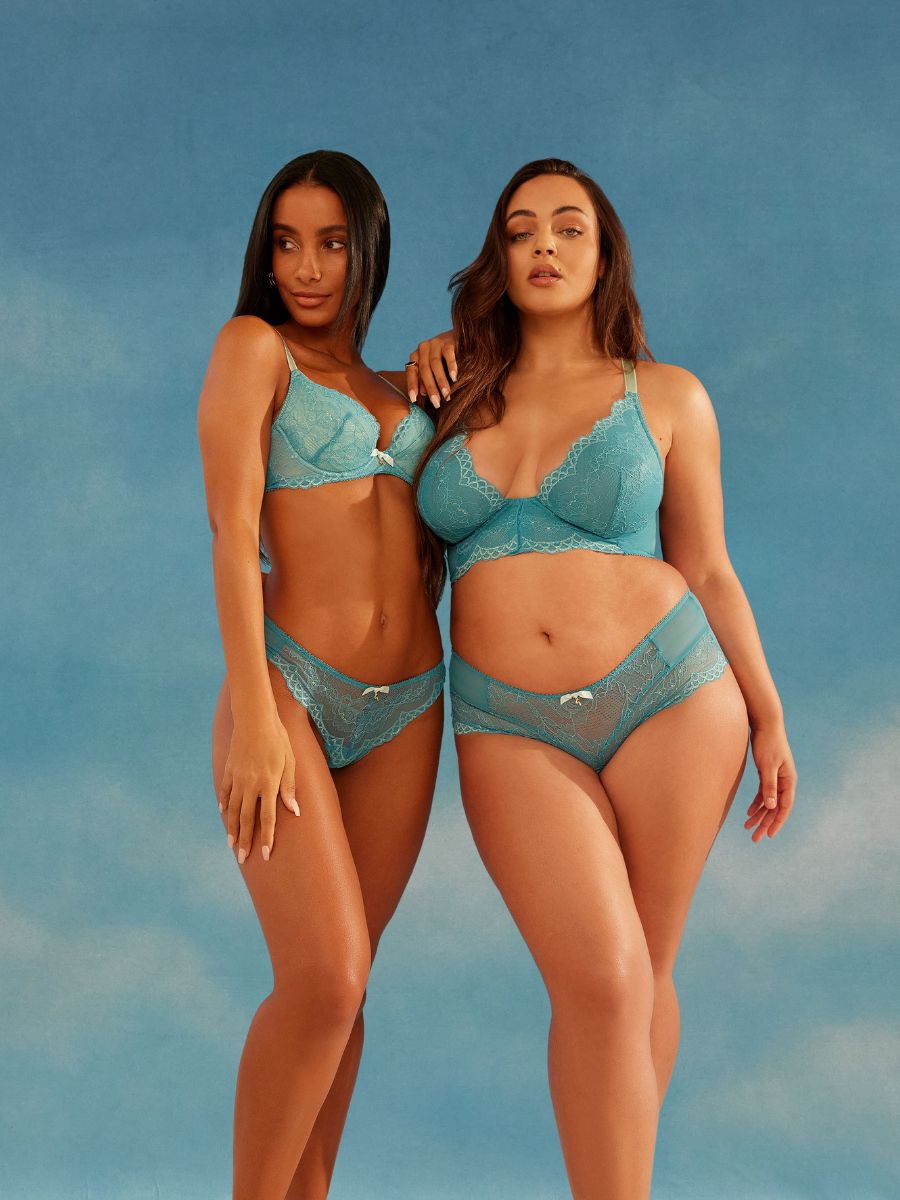 gossard superboost lace deep v bralette ocean blue