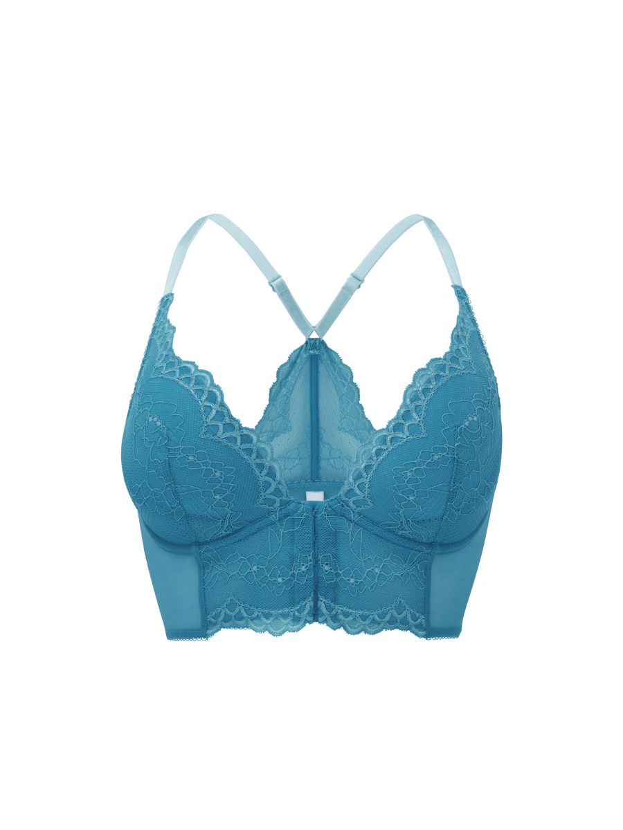 gossard superboost lace deep v bralette ocean blue