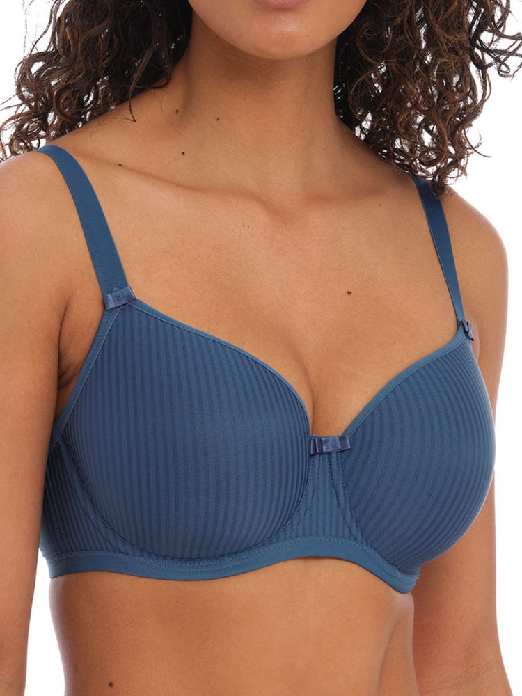 Blue Underwired Moulded Balcony Bra 