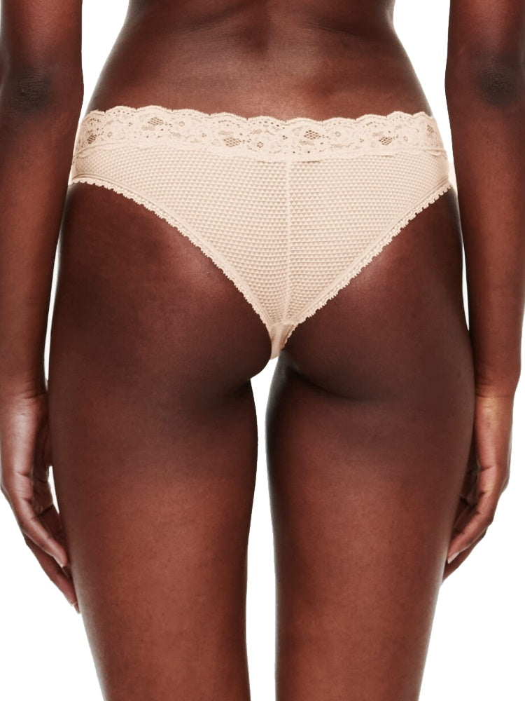Beige Mid Rise Tanga Briefs