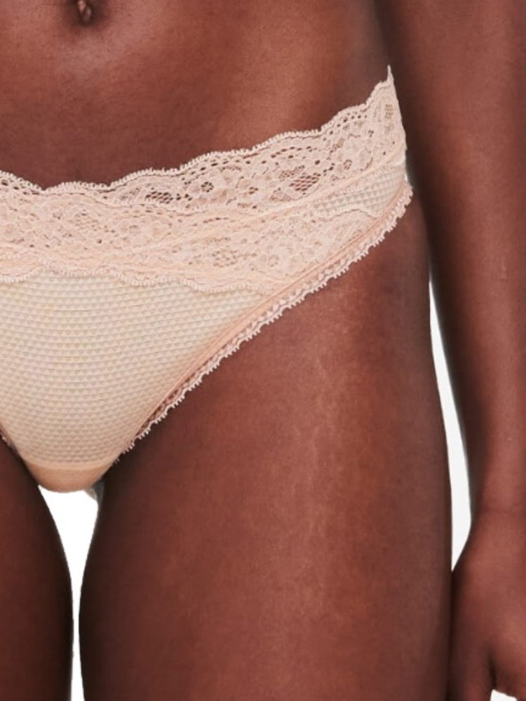 Beige Mid Rise Tanga Briefs