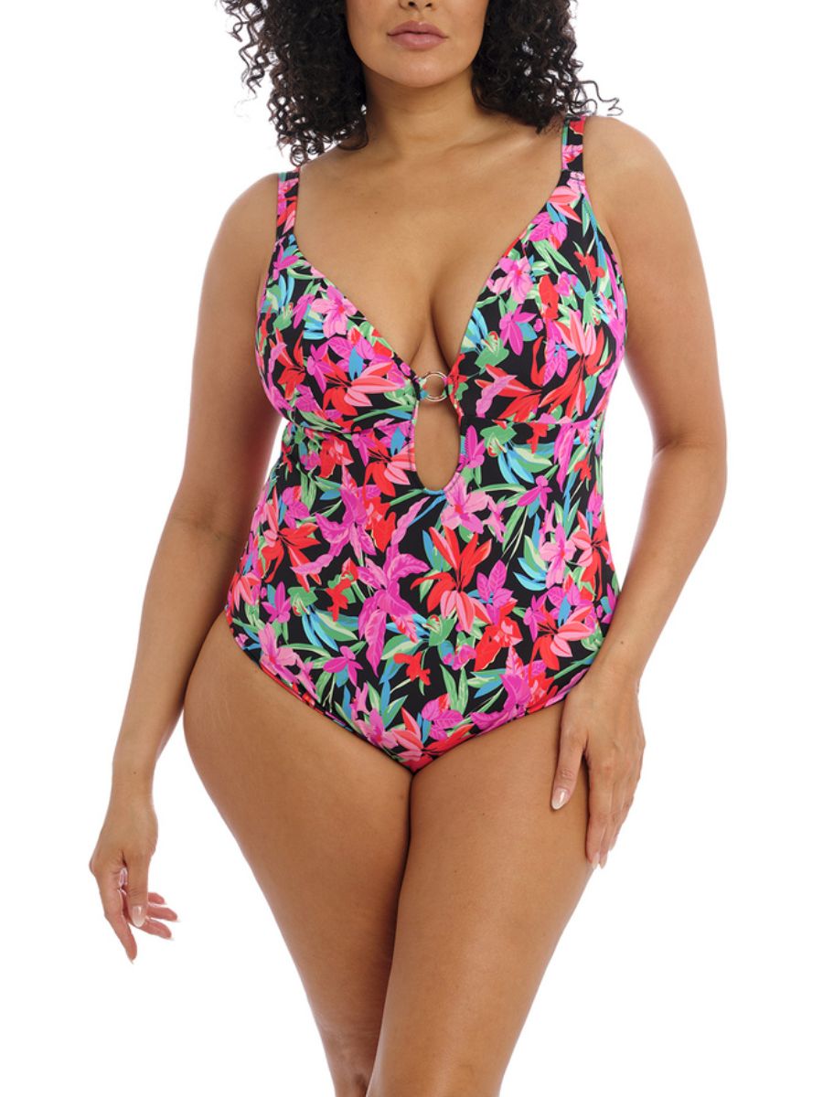 elomi savaneta swimsuit black pink