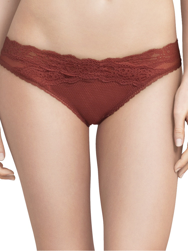 Red Mid Rise Tanga Briefs